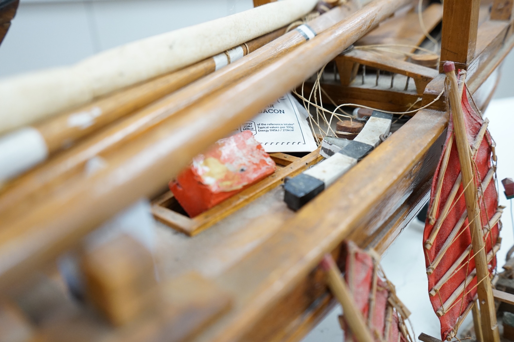 A model of a Chinese junk, a model ship and two other models of boats, largest 71cm in length